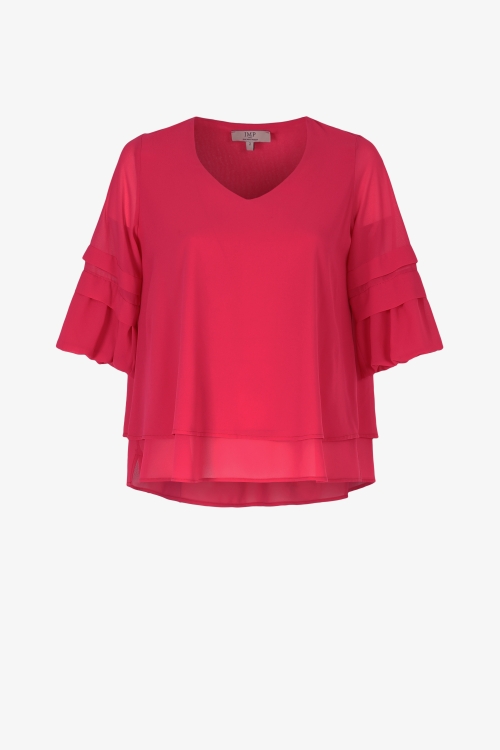 Layered trapeze blouse in plain voile