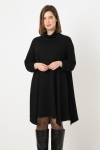 honeycomb knit turtleneck trapeze dress