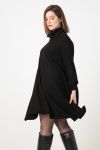 honeycomb knit turtleneck trapeze dress