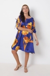 Mid-length printed satin dress