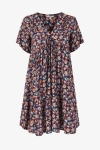 Mid-length dress in eco-responsible printed fibranne