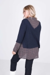 Plain knit sweater with printed layering effect