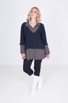 Plain knit sweater with printed layering effect