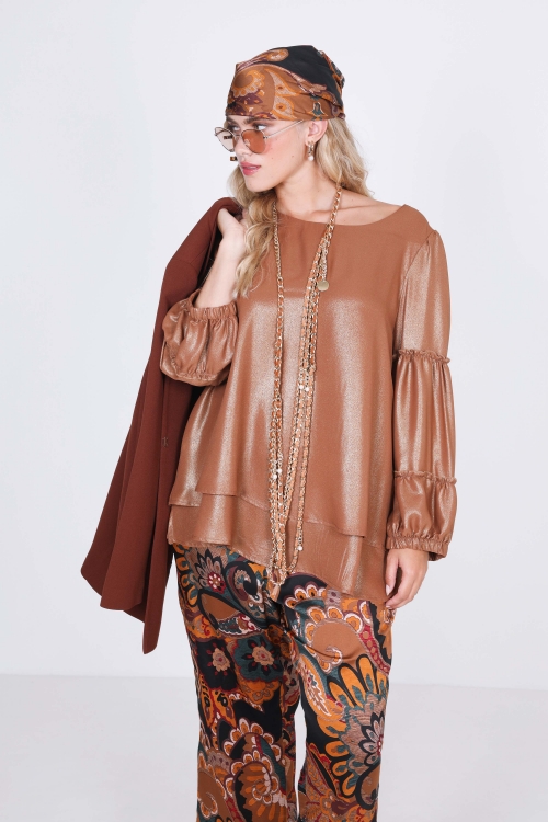 A-line blouse with sequin effect overlay