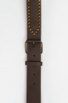 Brown leather belt with row of studs
