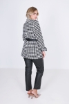 Tailored jacket with houndstooth print and vegan leather