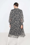 Mid-length dress in printed voile