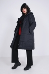 Quilted bi-material coat with hood