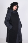 Quilted bi-material coat with hood