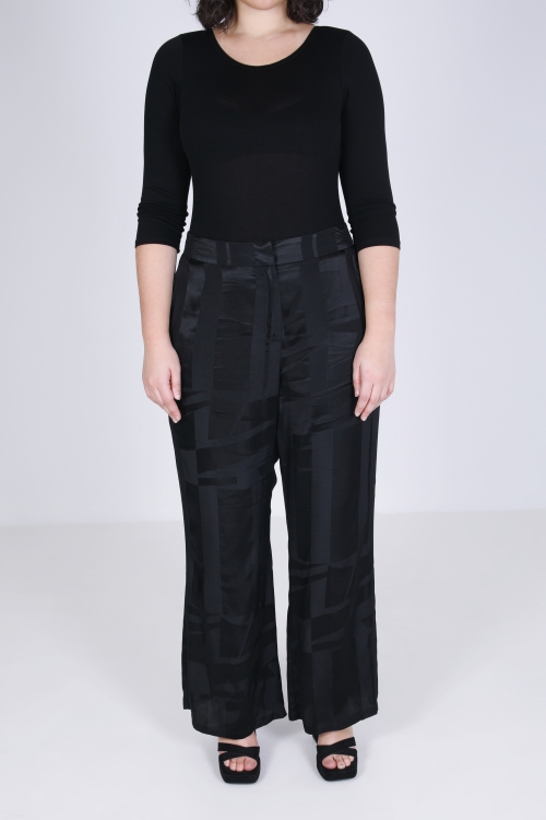 Straight satin jacquard pants