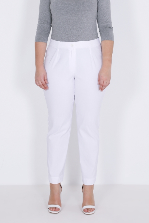 Eco-responsible bengaline pants with ribbed cutout on the back