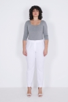 Eco-responsible bengaline pants with ribbed cutout on the back