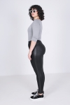 Legging cuir vegan avec bande coté