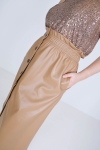 Button Front Vegan Leather Skirt