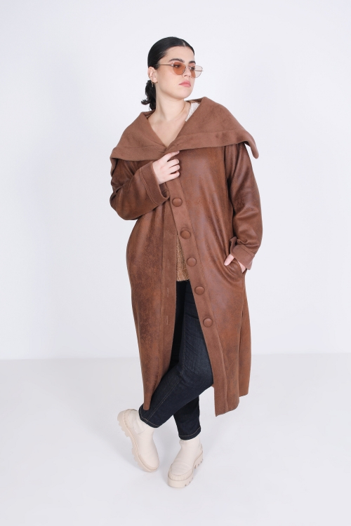 Manteau long double face fourrure végan