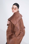 Long double-faced vegan fur coat