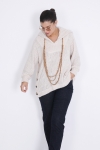 Plain knit sweater with hood