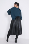 Button Front Vegan Leather Skirt