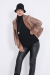 Cropped biker jacket in vegan shearling