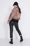 Cropped biker jacket in vegan shearling