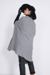 Pancho with wide plain knit collar