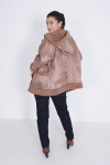 Hooded jacket in vegan shearling