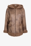 Hooded jacket in vegan shearling