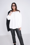 Plain blouse with eyelets