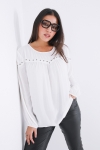 Plain blouse with eyelets