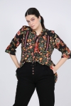 printed blouse with plastron