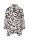 Panther print voile shirt with flat pleats