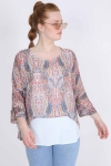 Blouse en superposition en voile imprimé