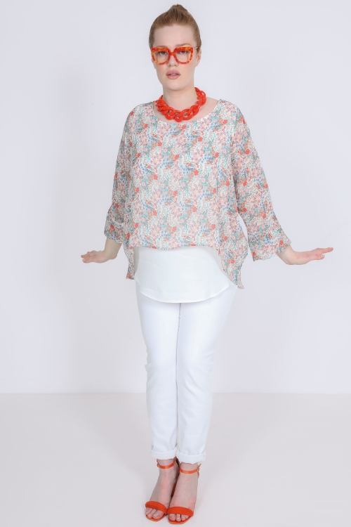 Blouse en superposition en voile imprimé 