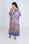 Long dress in printed fibranne