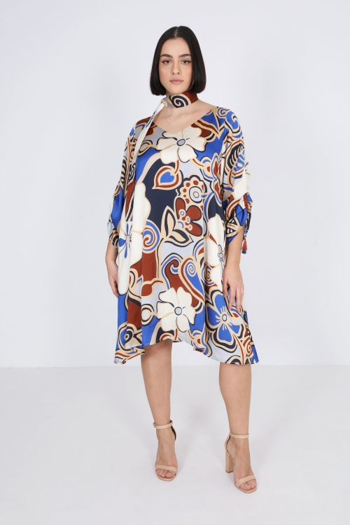 Trapeze lined dress in print