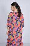 Long printed dress with flounce at the bottom