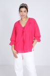 Plain voile blouse with cascading collar