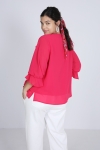 Plain voile blouse with cascading collar