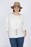 Knit sweater with openwork band