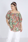 Square neck printed blouse