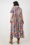 Long dress in printed fibranne