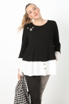 Fine-knit jumper with plain crepe