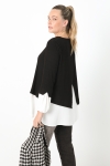 Fine-knit jumper with plain crepe