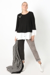 Fine-knit jumper with plain crepe