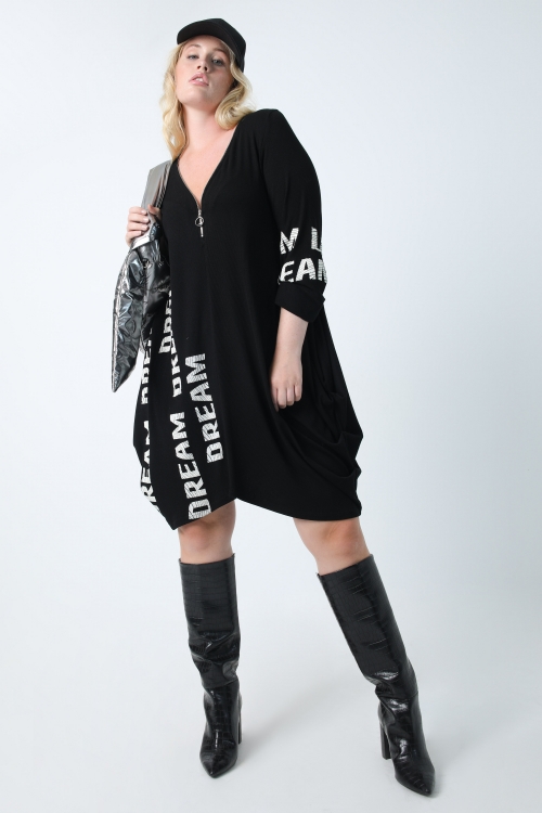 Robe en maille côtelée avec sérigraphie