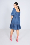 Denim dress with square collar