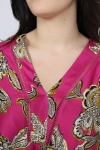 Printed satin blouse with braid