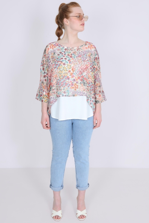 Blouse en superposition en voile imprimé 