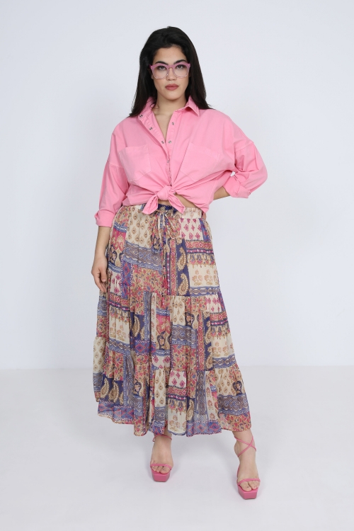 Bohemian style skirt in printed voile