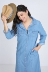 Robe longue boutonnée en jeans